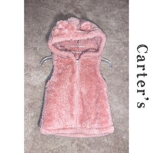 Carter’s Child of mine~hooded Sherpa vest~Pink size 18 months~EUC